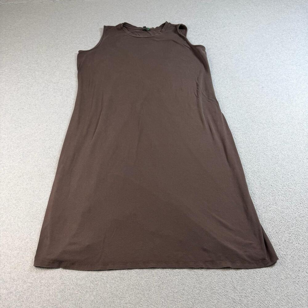 Eileen Fisher Dress Womens XL Brown Sleeveless Jersey Midi Tank Minimalist Comfy